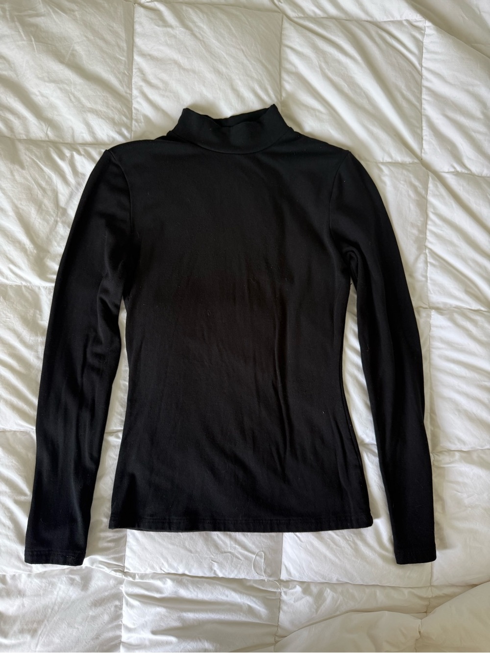 Black Thermal Long-Sleeve Mock Neck Top